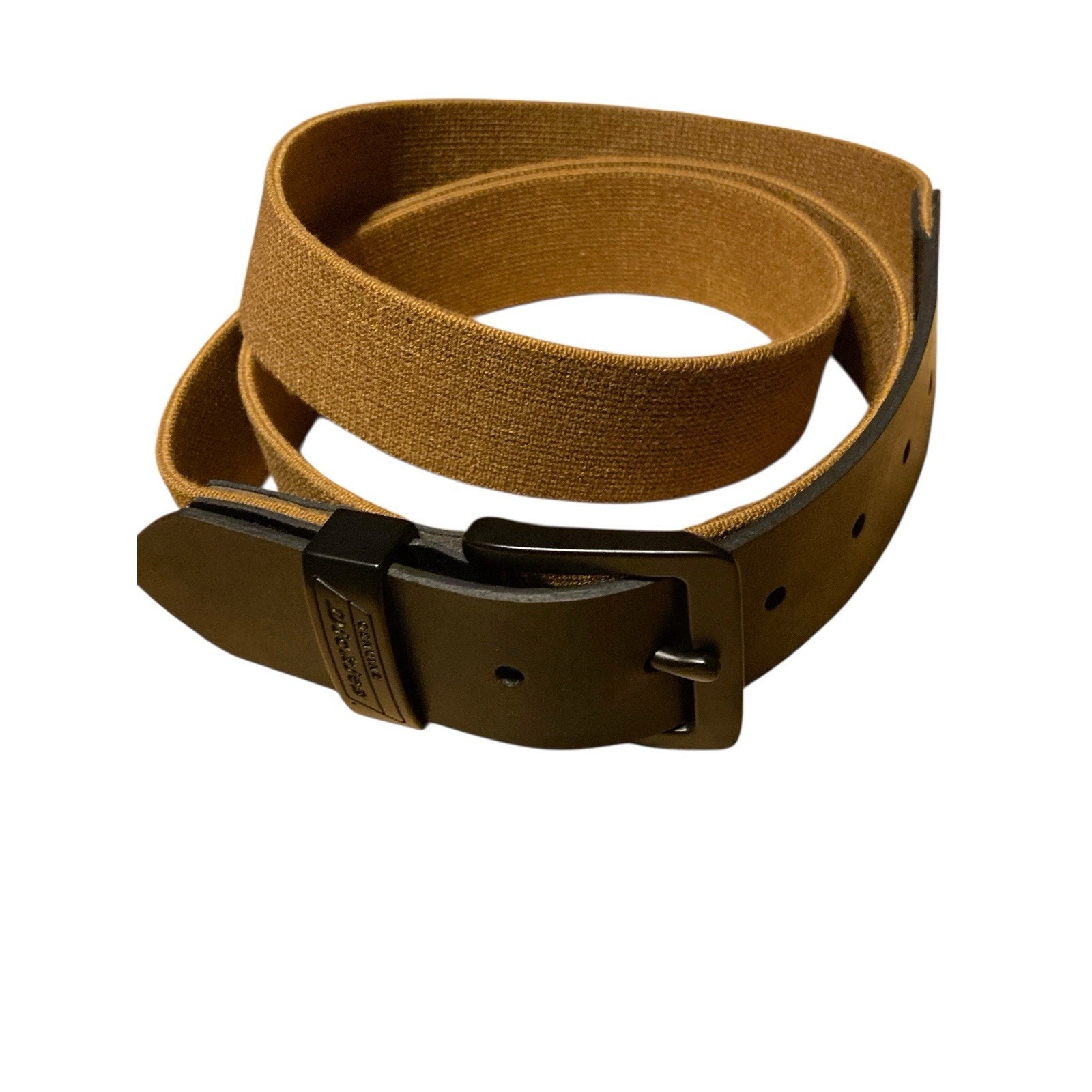 Dickies Belt Canvas & Leather Mens 50-52 Outdoor Work Brown Black 1.5" Wide